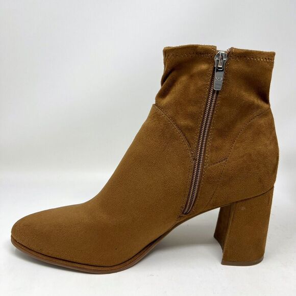 Marc Fisher Dyvine Pointy Toe Block Heel Booties Tan Brown Suede Zip Size 10 - Picture 7 of 12